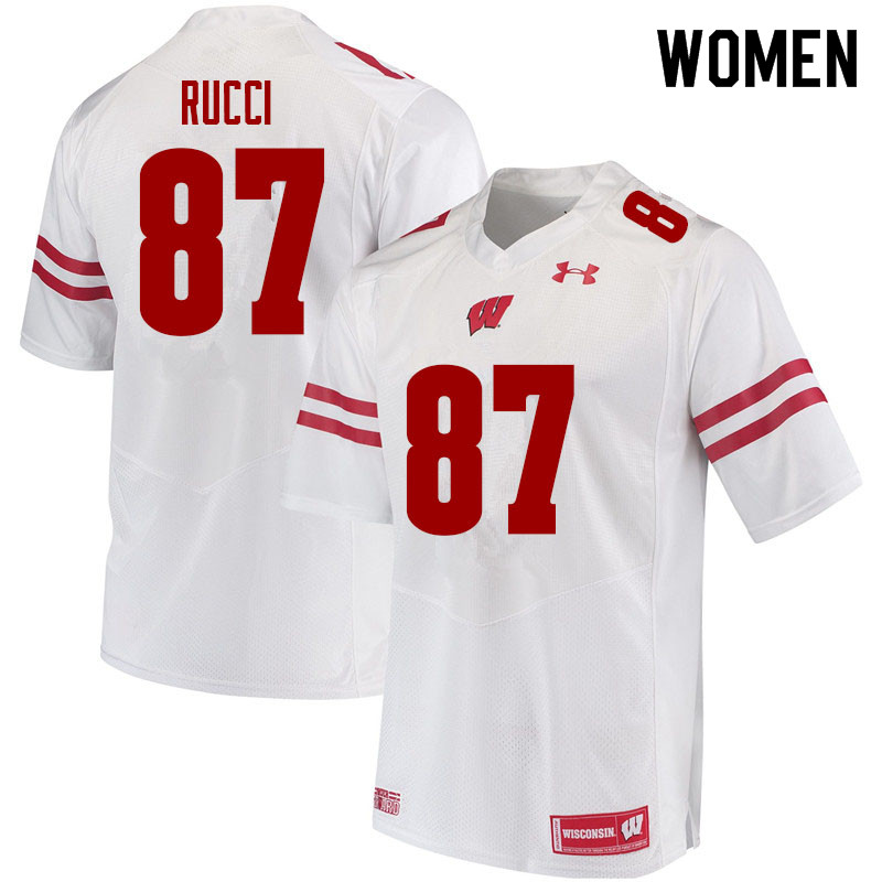 Wisconsin Badgers Women's #87 Hayden Rucci NCAA Under Armour Authentic White College Stitched Football Jersey FW40R14RG